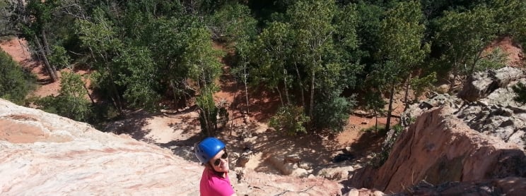 Aerial view of a rock climber