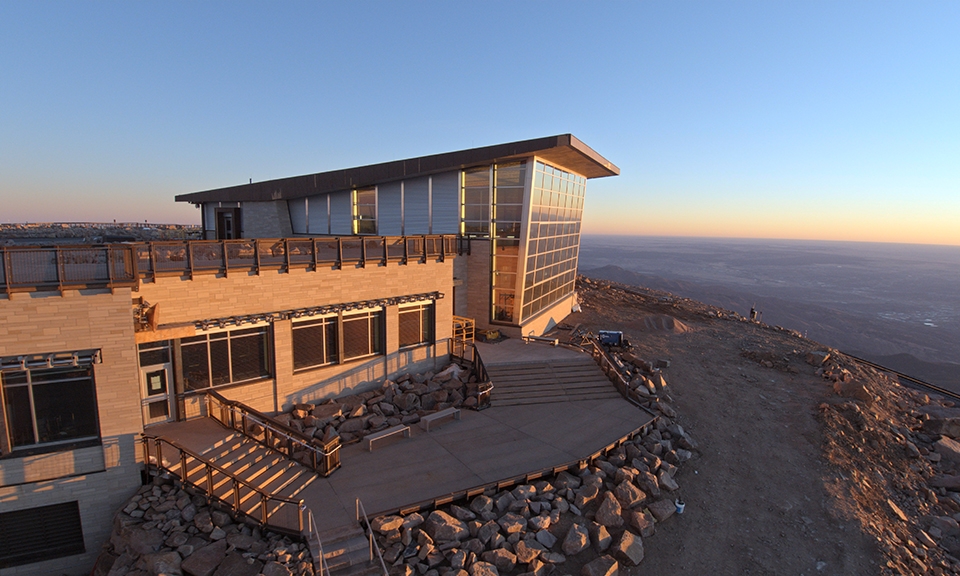 Exterior building view on mountaintop