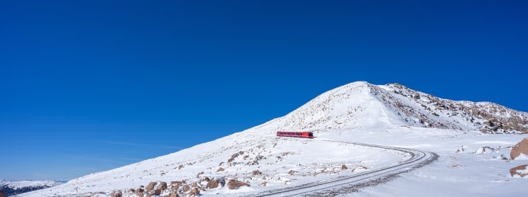 A Train On A Snowy Mountain